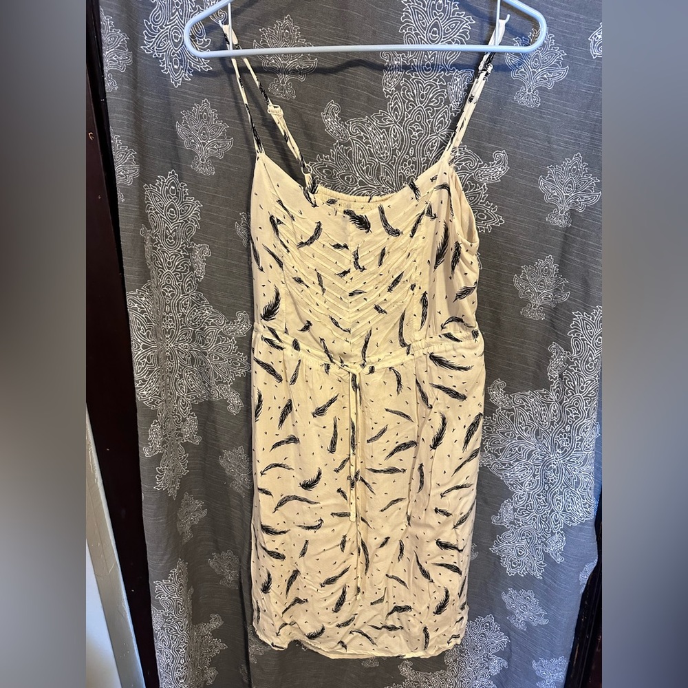 Cream, and black feather  sundress old navy